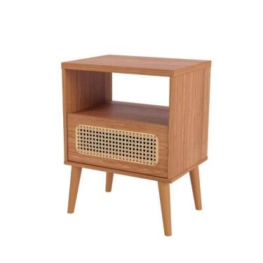 Imagem de Mesa de Cabeceira 1 Gaveta Tela Natural Curve Freijó - Dalla Costa