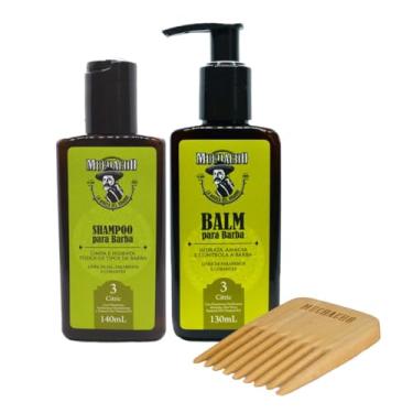 Imagem de Kit Shampoo para Barba + Balm para Barba Muchacho Citric com Pente Garfo de Madeira - Kit de limpeza e hidrataçao da sua barba