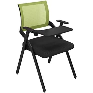 Imagem de Cadeira para funcionários Sala de conferências Cadeira de escritório Cadeira de treinamento dobrável com quadro de escrita Mesa escolar e cadeira Cadeira de uma peça com cerca de 50 kg, verd