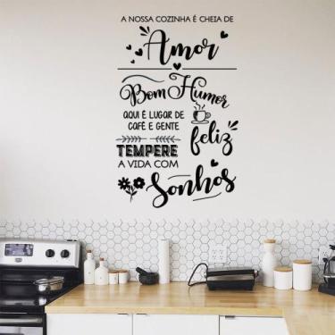 Imagem de Adesivo Decorativo De Parede Frase Nossa Cozinha É Cheia De Amor - Kan