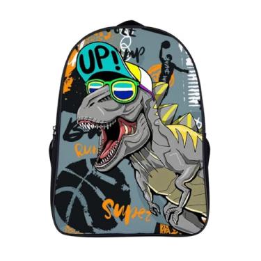 Imagem de WUHONZS Mochila de dinossauro com alça de ombro ajustável, academia, caminhada, laptop, mochila de ombro fofa, mochila para o dia 40,6 cm, Dinossauro E, 40x28x16cm, Casual