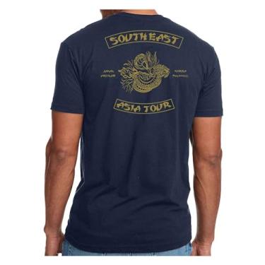 Imagem de VetFriends.com Camiseta US Veteran Southeast Asia Tour com Dragão; Vintage 2-Localização, Camiseta gráfica de manga curta, Azul marinho, GG
