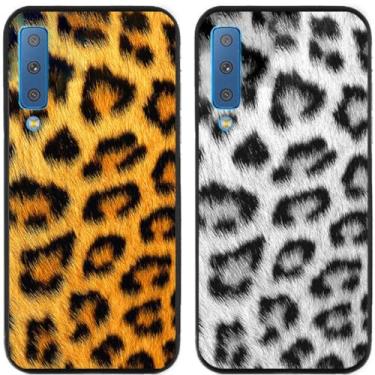 Imagem de 2 peças de capa de telefone traseira de silicone em gel TPU com estampa de leopardo legal para Samsung Galaxy (Galaxy A7 2018)