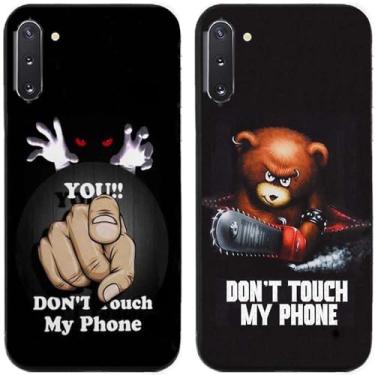 Imagem de 2 peças Bear You Don't Touch My Phone impresso TPU gel silicone capa de telefone traseira para Samsung Galaxy All Series (Galaxy Note 10)