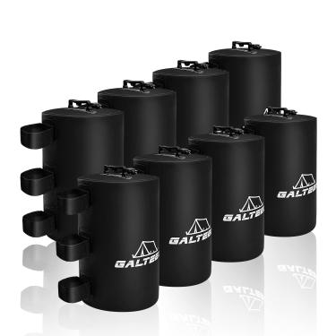 Imagem de GALTEED Saco de pesos de água para dossel, 80 kg, conjunto de 8 pesos de perna de dossel para dossel pop-up, cobertura, barraca, gazebo, preto, 10L/PC