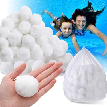 Imagem de Zubebe Esferas de filtragem de fibra para piscina, filtros de areia para piscina e banheiras centrais de banheira, spas, aquário, geleca e espuma de limpeza de sujeira (branco, 2,1 kg)