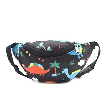 Imagem de Pochete infantil de dinossauro fofa, bolsa de cintura pequena, bolsa transversal para meninas e meninos, Preto (grande, 26 x 15 x 7 cm), one size