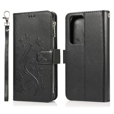 Imagem de Flip bolsa de couro caso do telefone para huawei p40 pro p30 p20 companheiro 20 10 lite y6 y7 capa de cartão carteira com zíper, preto, para huawei p20