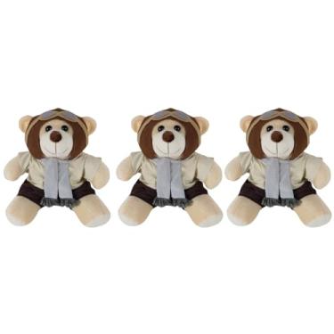 Imagem de Trio De Ursos 18cm Para Nicho Decoração Menino Aviador Cinza Bebê Baby Decoração Quarto Festa Pelúcia Presente Revelação