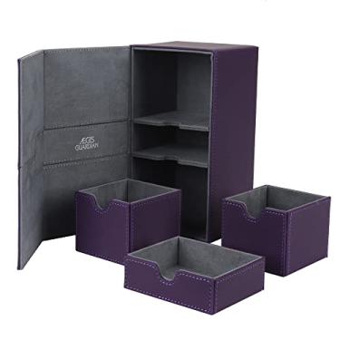 Imagem de AEGIS GUARDIAN Commander Deck Box Premium Leather Deck Box Twin Flip TCG Magic Deck Box Deck Game Case para 200 + cartas de manga Premium Deck Baralho Box Cartas Box, Roxo