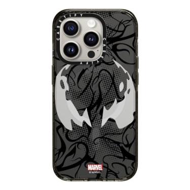 Imagem de CASETiFY Capa Impact para iPhone 15 Pro [Spider-Man Co-Lab / Proteção contra quedas de 2,5 metros/Compatível com Magsafe] - Máscara Venom - Preto Transparente