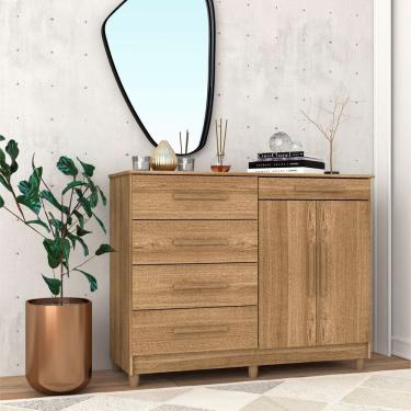 Imagem de Cômoda Duas Porta e Quatro Gavetas Sirius Marrom/ Brisa