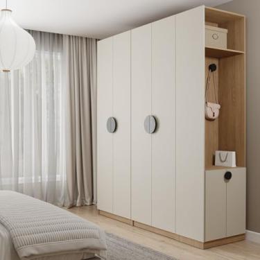 Imagem de Conjunto Modulado Joy 3 Peças Cabideiros, Nicho com 2 Gavetas e Sapateira Cabecasa Madeiramadeira Cinza Sereno/avena