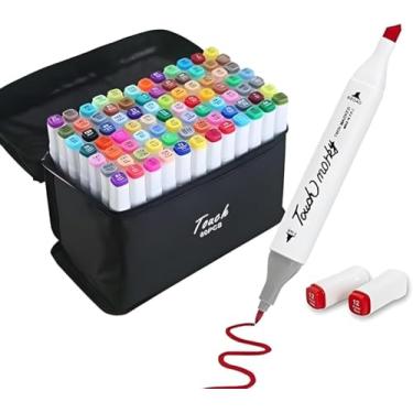 Imagem de Estojo 80 Canetas Marcador para Colorir - Kit Conjunto Canetinha Profissional Tiktok Marcadora Permanente de Ponta Dupla em Cores diferenciadas -Tampa Codificada por Cores - Linha Premium (80 Cores)