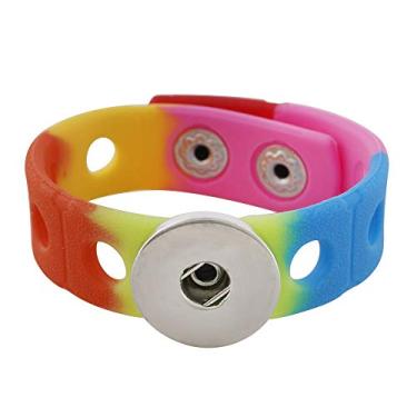 Imagem de LOV*MOMENT Lovmoment Pulseiras de couro de silicone multicoloridas para mulheres 18 mm pulseira de botão de pressão berloque joias presentes para crianças, 18mm snap button, Liga