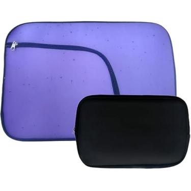 Imagem de Kit Capa para Notebook com bolso 14, 15.6, 16 e 17 Polegadas e Capa de Hd Externo ou Necessaire Porta Cabos (Roxo)
