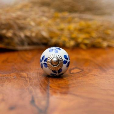 Imagem de Puxador De Cerâmica Marinho & Branco Importado Da India