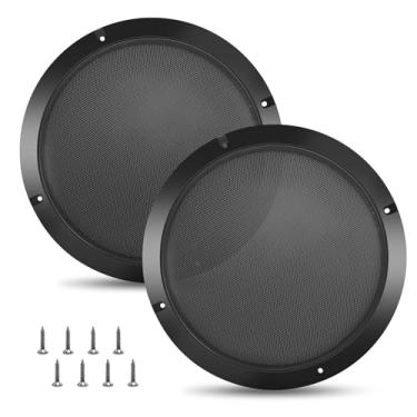 Imagem de Odyalay Capa para grade de alto-falante de 25 cm, 2 pacotes, 25 cm, malha de aço, grade de subwoofer com 8 parafusos- preta