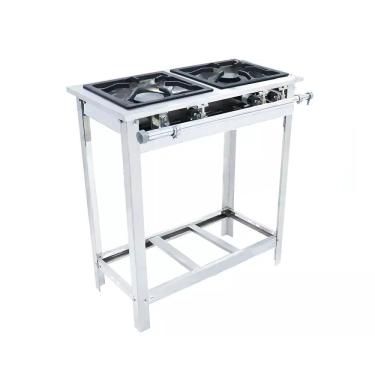 Imagem de Fogão a Gás Extra Inox Cozinha Industrial 2 Bocas 1 Simples 1 Dupla Com Espera Forno Ei2 - Venâncio