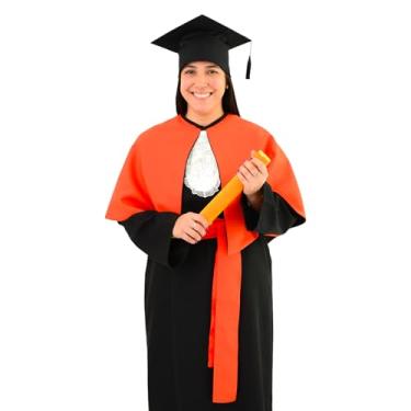 Imagem de Beca Formatura + Capelo + Jabô + Faixa + Canudo+ Capa Ombro (Laranja, Infantil 01)