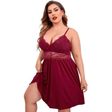 Imagem de Camisola Plus Size Sensual Sem Bojo Detalhe em Renda Lingerie Feminina