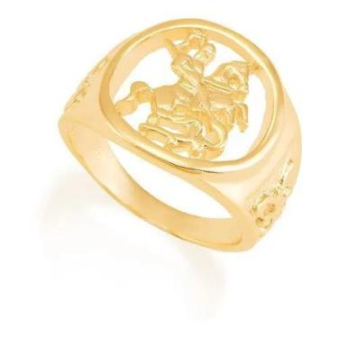 Imagem de Anel banhado ouro 3x 24k 18k e 22k masculino são jorge rommanel 18k im