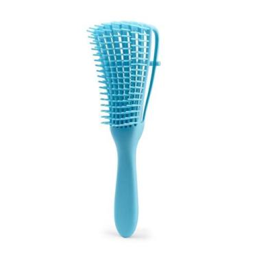 Imagem de Escova Cabelo Cacho Pente Polvo Desembaraçador Ondulado Azul - Bc Bora