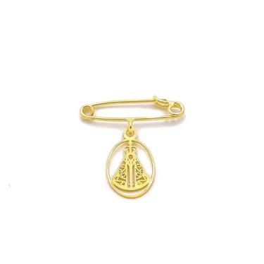 Imagem de Alfinete de Ouro 18k Com Pingente Nossa Senhora Aparecida Santa - Gold