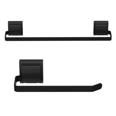 Imagem de Kit de Acessórios Para Banheiro Ventosa Preto 2 Peças F.Max - Fassin