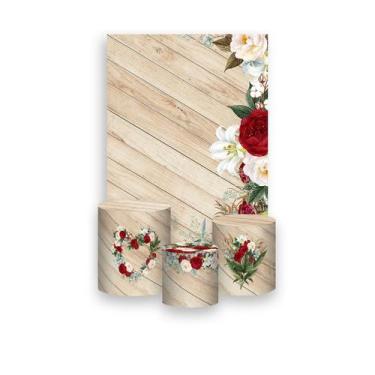 Imagem de Painel De Festa Vertical 1,50 x 2,20 + Trio De Capas Cilindro - Casame