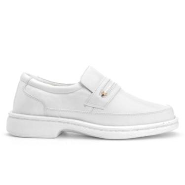 Imagem de Sapato Mocassim Loafer Hospitalar Branco Palmilha Gel Confort Anatômic