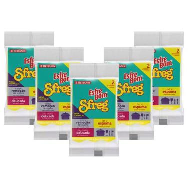Imagem de Kit 5 Pac Com 10 Esponja Lava Louças Sfreg Dupla Face Esfrebom - Betan