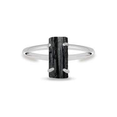 Imagem de Aliança Turmalina Negra - Cristal Natural, Banho Ouro 18k