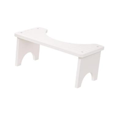 Imagem de IEUDNS Banco de banheiro, vaso sanitário, degrau auxiliar de madeira com pés antiderrapantes, banco de cócoras para banheiro, para idosos em viagem, Branco