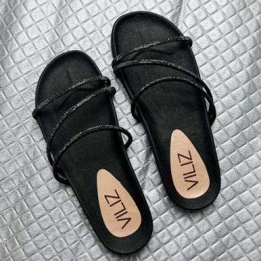 Imagem de Papete Sandália Feminina  Brilho Chinelo Rasteirinha Confortável  - No