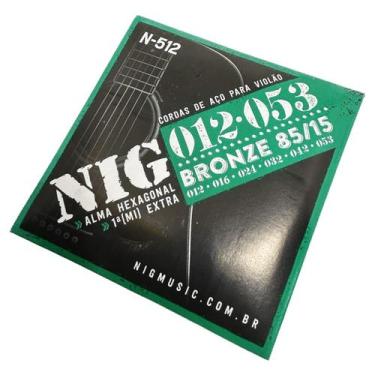 Imagem de Encordoamento NIG 12-53 Violão Aço Bronze 85/15 + corda extra + palhet