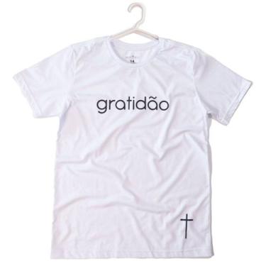 Imagem de Camiseta de Algodão Gratidão Santo Deus  Branca, P