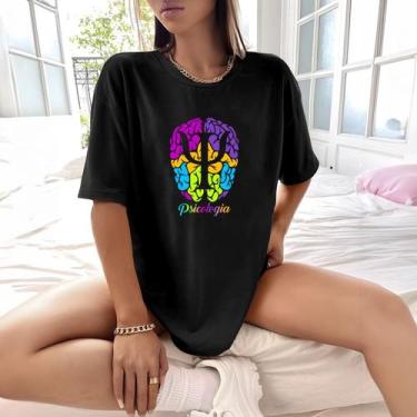 Imagem de Camisa Camiseta Feminina Estampada Psicologia 100% Algodão Fio 30.1 Pe