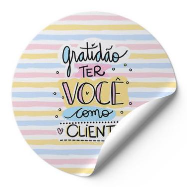 Imagem de 120 Etiquetas Adesivas Redondas Gratidão Ter Você Como Cliente Impress