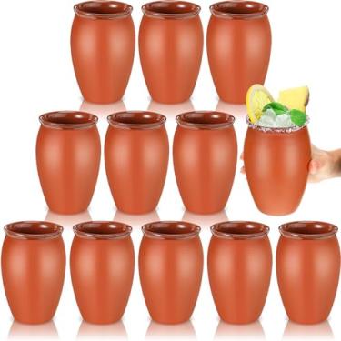 Imagem de 12 conjuntos Cantaritos De Barro Mexicanos Cantaritos Shooters Cerâmica Taco Tuesday Mexicano Clay Cup Fiesta De Barro Mexicanos Copos de Cocktail para Tequila Margaritas Mojitos, 473 ml