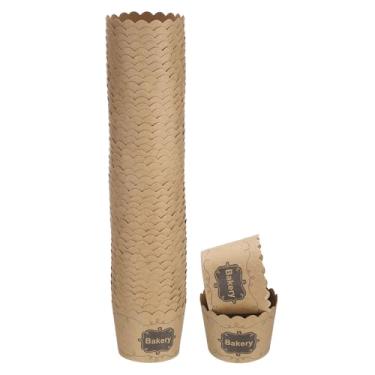 Imagem de HARFINGTON 50 peças de copos de papel para assar pequenos marrons de papel kraft forro, cupcake à prova de graxa, embalagens a granel descartáveis para casamento, aniversário, formatura, padaria