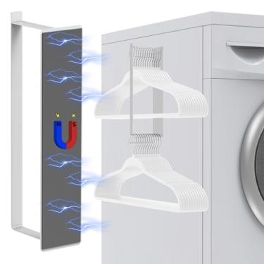 Imagem de LECTRUS Empilhador organizador de cabide magnético poderoso - fácil instalação para secadora e lavadora, suporte de cabide com economia de espaço para sua lavanderia, suporte durável de material de