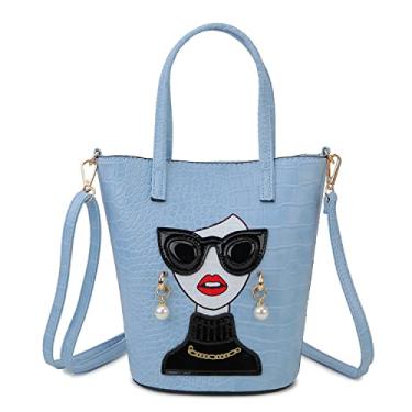 Imagem de ENJOININ Novidade Bolsa feminina 3D com alça superior, bolsa clutch para mulheres, bolsas de ombro exclusivas, Azul claro