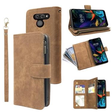 Imagem de Dibosom Capa carteira compatível com LG K50/Q60/X6/K12 MAX e capa carteira flip de couro vintage premium com suporte para cartão de crédito para LGK50 capa masculina marrom