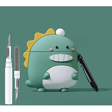 Imagem de Capa fofa de dinossauro para Galaxy Buds 3 Pro/Buds3, desenho 3D engraçado, kawaii, capa legal com kit de limpeza e chaveiro para Samsung Galaxy Buds Pro 3/Buds 3 para meninos meninas crianças