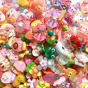 Imagem de JINDUODUO 120 peças de berloques aleatórios de geleca a granel DIY kit de fabricação de artesanato, resina plana para fazer slime para artesanato de scrapbook DIY