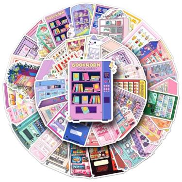 Imagem de 50 pacotes de adesivos para máquinas de venda automática, garrafas de água, laptop, celular, computador, guitarra, skate, hidrofrascos, adesivos de vinil à prova d'água, estéticos, modernos decalques