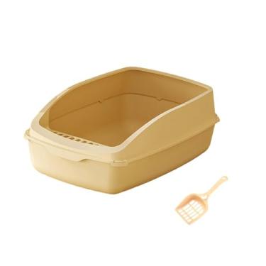 Imagem de ＫＬＫＣＭＳ Vaso sanitário para gatinhos, comadre, à prova de respingos, bandeja grande para animais de estimação pequenos, gatos médios e grandes, amarelo