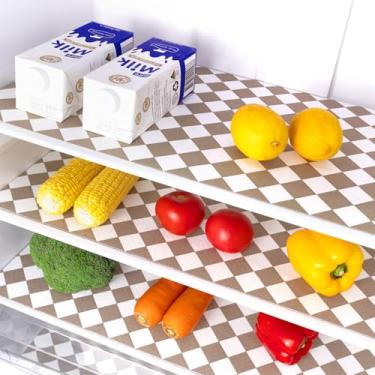 Imagem de Shinlendid Forros de geladeira antiderrapantes de 30 cm x 3 m, prateleiras de geladeira absorventes e forros de gaveta para prateleiras, mantêm frutas e legumes frescos, tapetes laváveis de vários