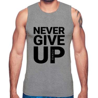Imagem de Regata Never give up - Foca na Moda, Cinza, P